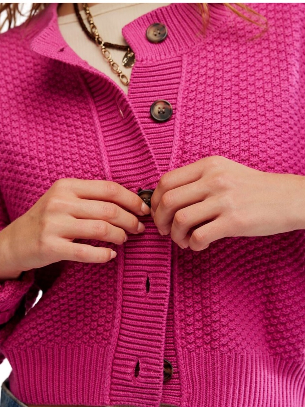 Free People Oversized Cable Knit Cardigan in Plumdrop Size M - Picture 3 of 11